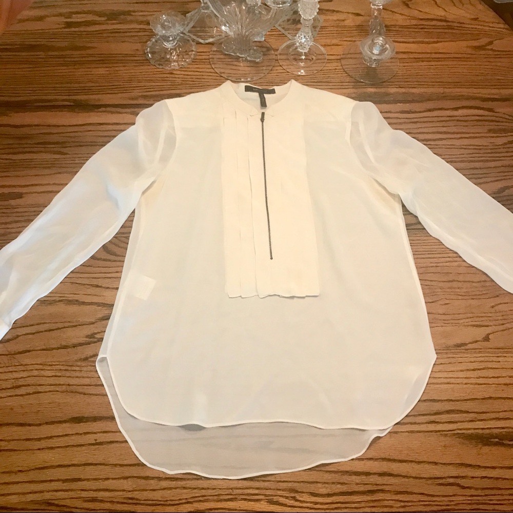BCBG Max Azria 100% silk tuxedo blouse